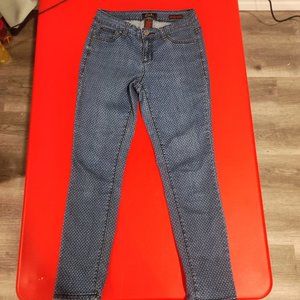 Earl polka dot denim jeans stretchy skinny ankle woman's size 6